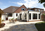 Black Brown windows in contemporary bungalow