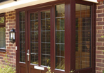 Entrance door and porch in Mahogany